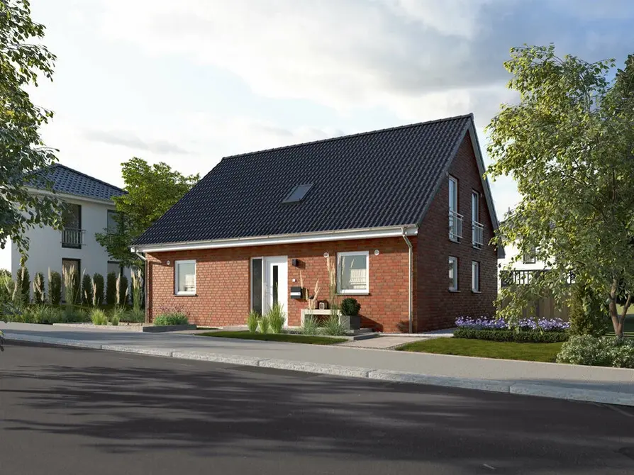 Mit einem zeitgemäßen und einladenden Eingangsbereich beeindruckt das Mitwachshaus Flair 148 in der Klinker 3 Variante. Sein attraktives Erscheinungsbild zieht in der Nachbarschaft alle Blicke auf sich.